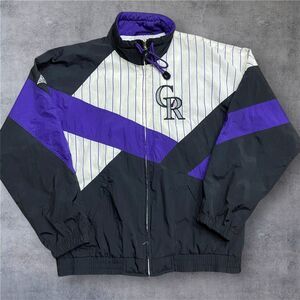 Apex One Vintage MLB Colorado Rockies Full Zip Purple Black Windbreaker Jacket L